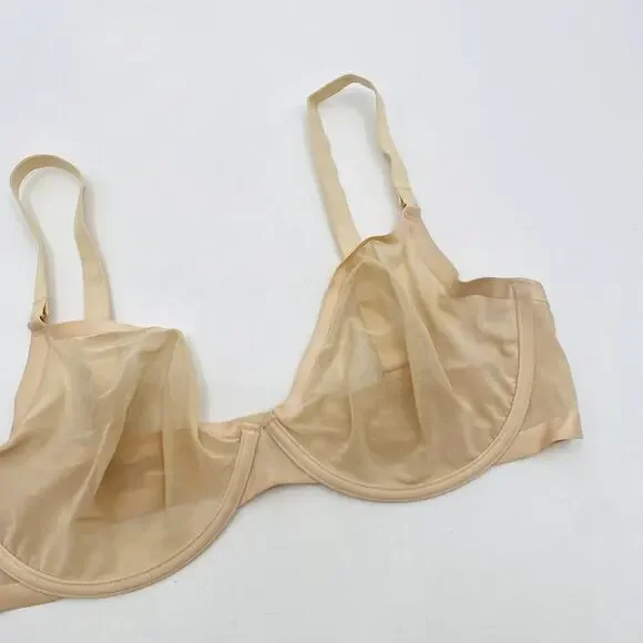 CUUP cream unlined mesh plunge bra